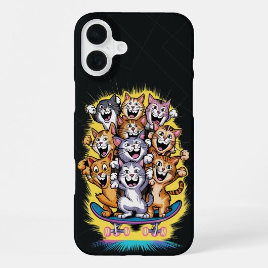 Coque iPhone 16 Plus Équipe Skate Cats (Verso)