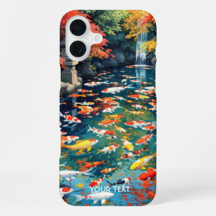 Coque iPhone 16 Plus Étang de carpes koï mignon fantastique