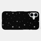 Coque iPhone 16 Plus Étoiles Argentées Sur Fond Noir (Verso Horizontal)
