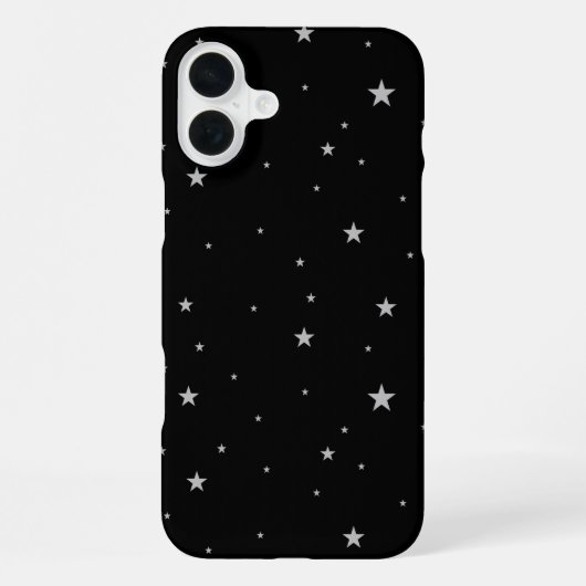 Coque iPhone 16 Plus Étoiles Argentées Sur Fond Noir (Verso)
