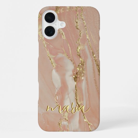 Coque iPhone 16 Plus Étui chic monogrammé à encre d'alcool - Mate iPhon (Verso)