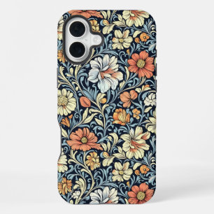 Coque iPhone 16 Plus Étui de style vintage avec motif botanique de coul