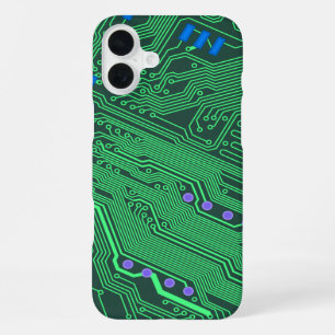 Coque iPhone 16 Plus Étui de téléphone à carte de circuit vert