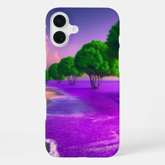 Coque iPhone 16 Plus Étui de téléphone avec scène d'océan violet (Verso)