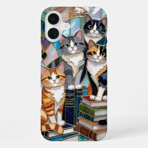 Coque iPhone 16 Plus Étui de téléphone Bibliothèque de livres Chats mig