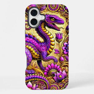 Coque iPhone 16 Plus Étui de téléphone en art de dinosaure violet