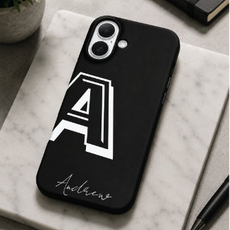 Coque iPhone 16 Plus Étui de téléphone noir - nom personnalisé