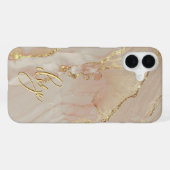 Coque iPhone 16 Plus Étui élégant à monogramme à l'encre d'alcool - Mat (Verso Horizontal)
