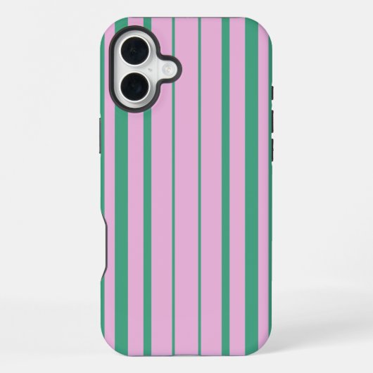Coque iPhone 16 Plus Étui iPhone 16 Plus avec rayures vertes et rose te (Verso)