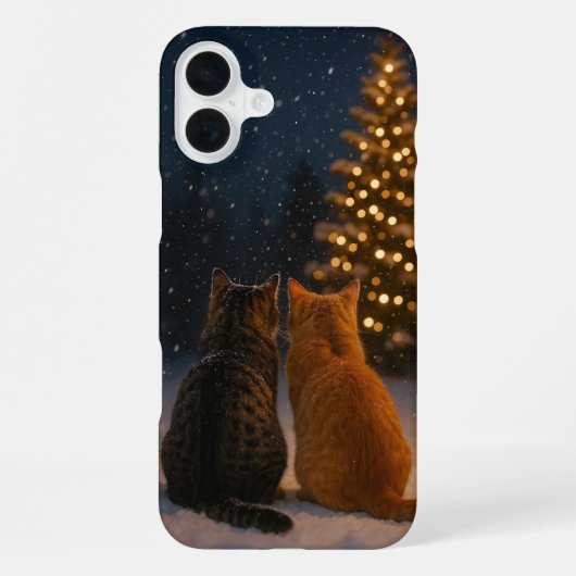 Coque iPhone 16 Plus Étui iPhone 16 Plus Couple de Chats de Noël (Verso)