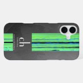 Coque iPhone 16 Plus Étui iPhone à texture abstraite monogramme moderne (Verso Horizontal)
