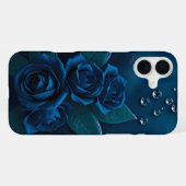 Coque iPhone 16 Plus Étui iPhone Design Roses Bleu Minuit (Verso Horizontal)