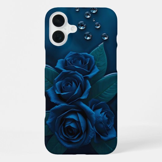 Coque iPhone 16 Plus Étui iPhone Design Roses Bleu Minuit (Verso)
