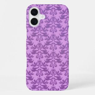 Coque iPhone 16 Plus Étui iphone en damas de lilas éléphant
