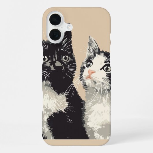 Coque iPhone 16 Plus Étui iPhone / iPad Chats noir et blanc (Verso)