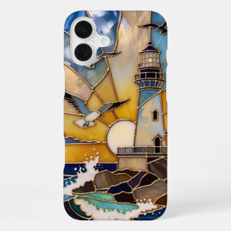 Coque iPhone 16 Plus Étui iPhone Phare de la Plage Coucher de soleil Va