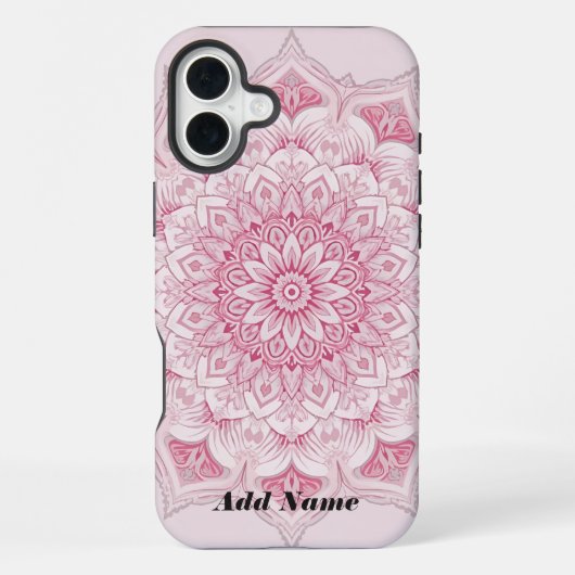 Coque iPhone 16 Plus Étui Mandala Rose Arabesque (Verso)