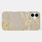 Coque iPhone 16 Plus Étui Monogrammé Encre Dorée pour iPhone Mate (Verso Horizontal)