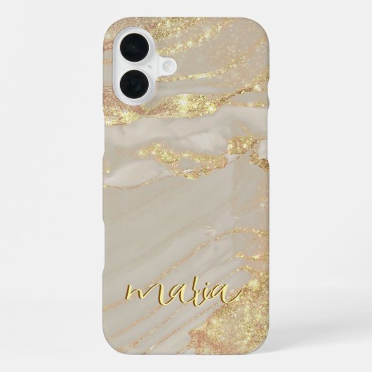 Coque iPhone 16 Plus Étui Monogrammé Encre Dorée pour iPhone Mate (Verso)