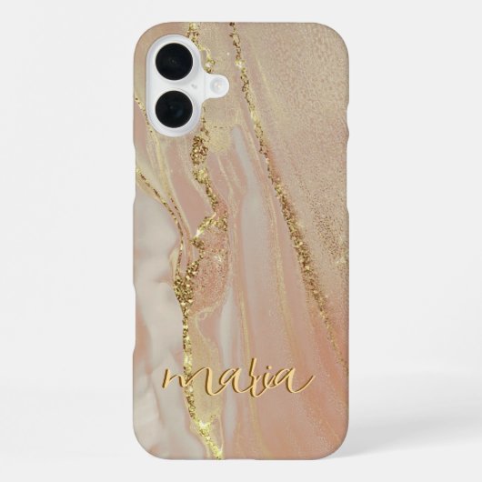 Coque iPhone 16 Plus Étui Monogrammé Pailletté à l'Encre d'Alcool - Mat (Verso)