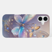 Coque iPhone 16 Plus Étui monogrammé papillon dégradé - Mate iPhone (Verso Horizontal)