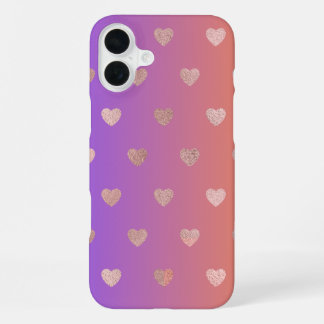 Coque iPhone 16 Plus Étui pour iphone 16 à motif de coeur en or rose.