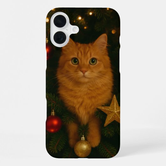 Coque iPhone 16 Plus Étui pour iPhone 16 Plus Chat de l'Arbre de Noël (Verso)