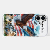 Coque iPhone 16 Plus Étui pour iPhone / iPad avec aigle chauve et drape (Verso Horizontal)