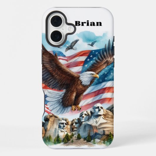 Coque iPhone 16 Plus Étui pour iPhone / iPad avec aigle chauve et drape (Verso)