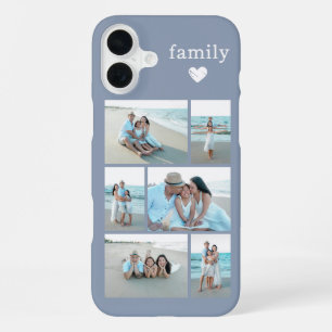 Coque iPhone 16 Plus Famille Moderne 6 Photo Bleu Poussiéreux