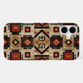 Coque iPhone 16 Plus Faux grain de bois aztèque (Verso Horizontal)