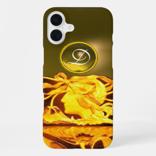 COQUE iPhone 16 PLUS FEMME ÉLÉGANTE BEAUTÉ JOYAU /DAME, RUBAN BLEU, FLE