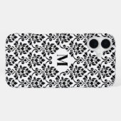 Coque iPhone 16 Plus Feuille Damask Motif noir (personnalisé) (Verso Horizontal)