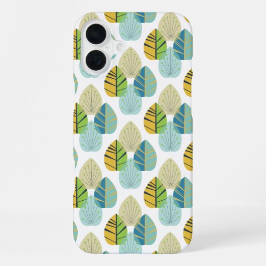 Coque iPhone 16 Plus Feuilles de style moderne du milieu du siècle en v (Verso)