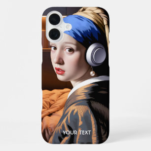 Coque iPhone 16 Plus Fille mignonne de fantaisie écouteurs perle