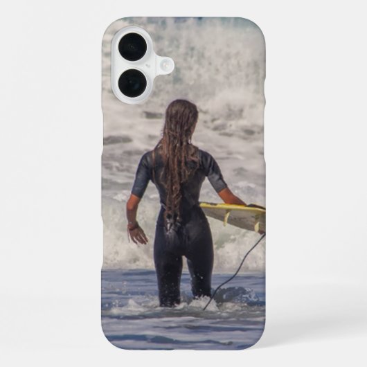 Coque iPhone 16 Plus Fille surfeuse vague (Verso)