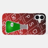 Coque iPhone 16 Plus Fiole Erlenmeyer verte (avec initiales) Chimie (Verso Horizontal)