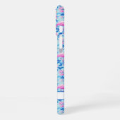 Coque iPhone 16 Plus Flamants avec fleurs roses monogrammées (Côté gauche)