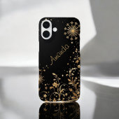 Coque iPhone 16 Plus Fleur d'Or Noir