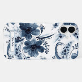 Coque iPhone 16 Plus Fleurs de aquarelle bleue (Verso Horizontal)