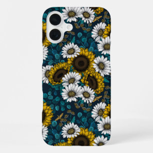 Coque iPhone 16 Plus Fleurs de soleil et marguerites, jardin d'été 2