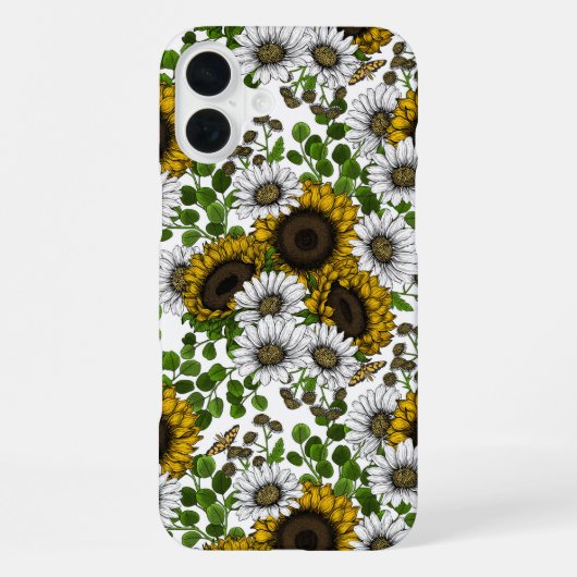 Coque iPhone 16 Plus Fleurs de soleil et marguerites, jardin d'été 3 (Verso)