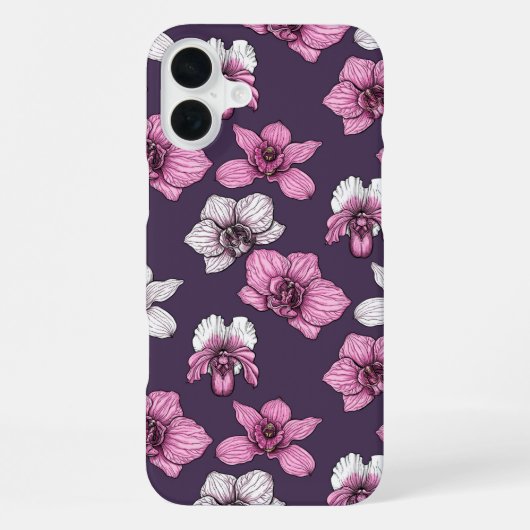 Coque iPhone 16 Plus Fleurs d'orchidées roses (Verso)