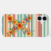 Coque iPhone 16 Plus Fleurs Rayures Rétro (X) (Verso Horizontal)