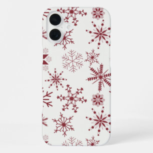 Coque iPhone 16 Plus Flocons de neige Frost & Flourish – Cramoisi
