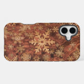Coque iPhone 16 Plus Flocons de neige incrustation bois impression grap (Verso Horizontal)