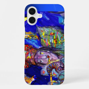 Coque iPhone 16 Plus FLUTISTE EN BLEU / Nuit de Carnaval Vénitien