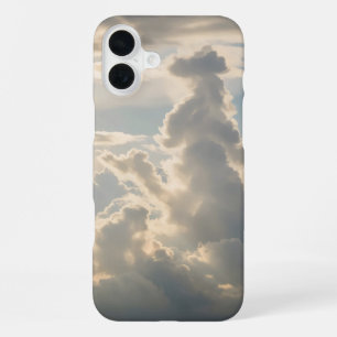 Coque iPhone 16 Plus Formations de nuages en blanc et gris doux
