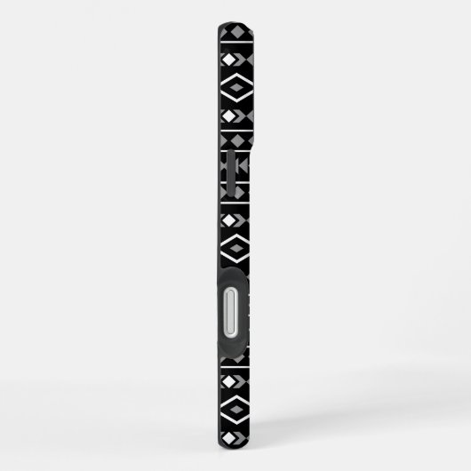 Coque iPhone 16 Plus Formes Aztec Motif gris noir (Côté droit)