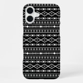 Coque iPhone 16 Plus Formes Aztec Motif gris noir (Verso)